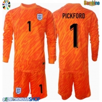 Maglie da calcio Inghilterra Jordan Pickford #1 Portiere Prima Maglia Bambino Europei 2024 Manica Lunga (+ Pantaloni corti)